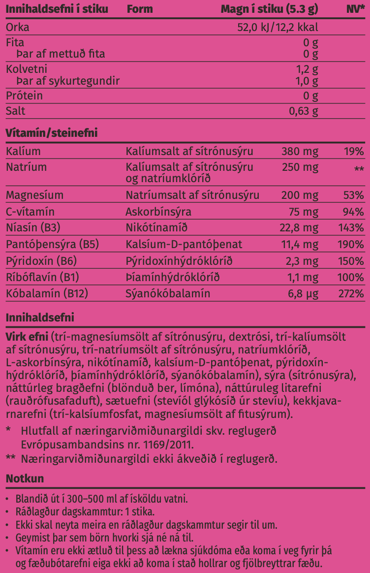 Næringarupplýsingar